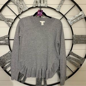 011 H&M Light Gray Sweater With Side Ruffle